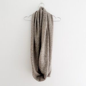 Soft Fuzzy Gray and Tan Infinity Scarf